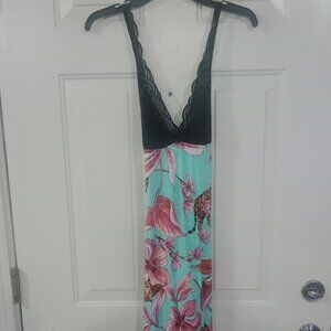 SOFIA INTIMATES WOMEN'S MODAL MIDI SLEEP GOWN-BLUE/TIGER FLORAL